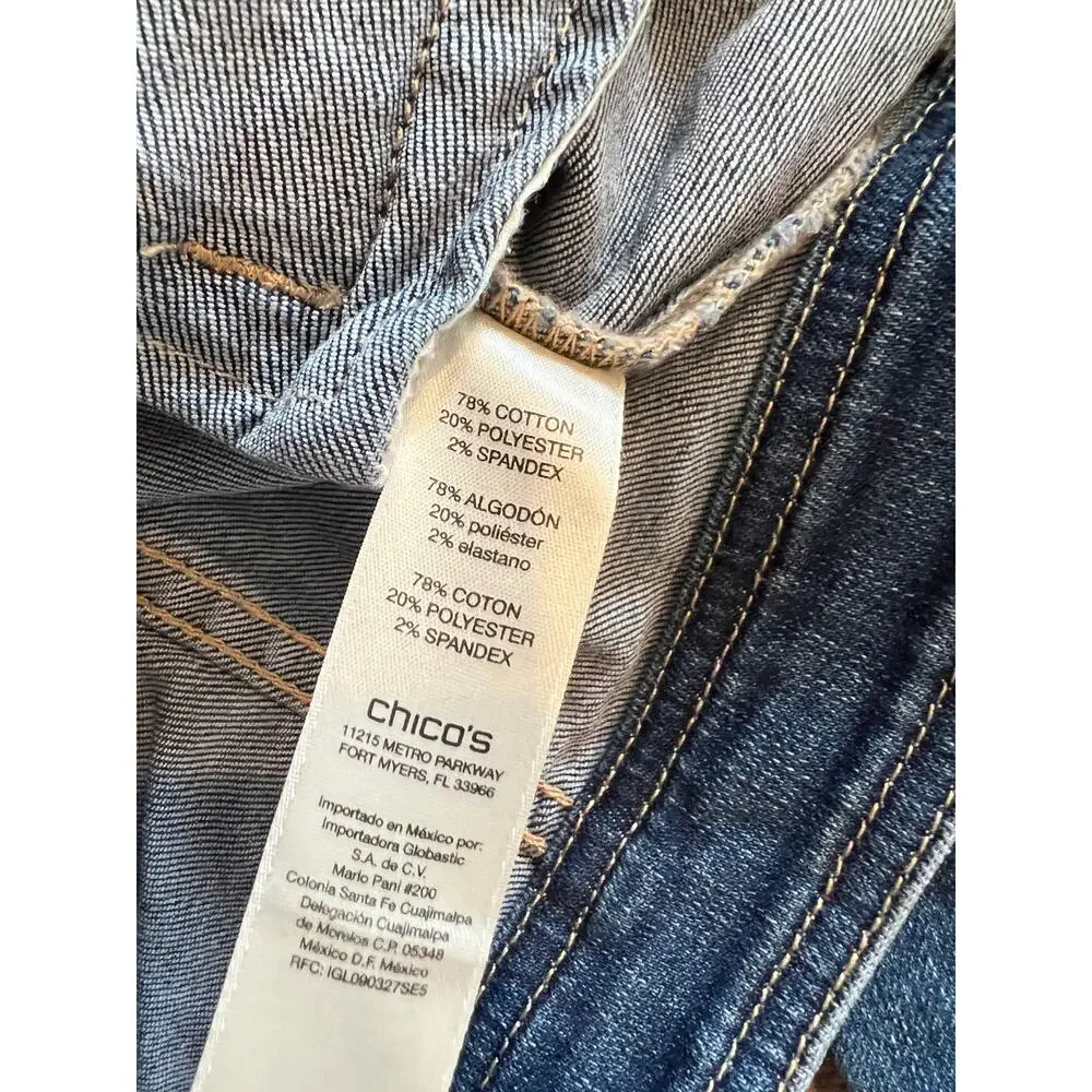 Chicos Stretch Denim Jean Jacket S